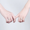 Sterling Silver Adjustable Open Couple Ring Minimalist Ruler Pattern Electroplated Fashion Jewelry