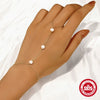 925 Sterling Silver Allmatch Hand Jewelry With Simple White Pearl Geometric Women's Finger Bracelet Electroplated