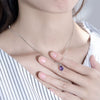 Sterling Silver Amethyst Drop Pendant Necklace With Zircon Accents Light Luxury Jewelry