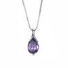 Sterling Silver Amethyst Drop Pendant Necklace With Zircon Accents Light Luxury Jewelry