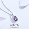 Sterling Silver Amethyst Drop Pendant Necklace With Zircon Accents Light Luxury Jewelry
