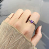 Sterling Silver Amethyst Heart Shaped Ring For Women Simple Fashion Geometric Gemstone Ring Electroplated Finish