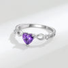 Sterling Silver Amethyst Heart Shaped Ring For Women Simple Fashion Geometric Gemstone Ring Electroplated Finish
