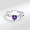 Sterling Silver Amethyst Heart Shaped Ring For Women Simple Fashion Geometric Gemstone Ring Electroplated Finish