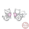 925 Sterling Silver Animal And Heart Shape Earrings For Women With Electroplating Fashion Cute Jewelry