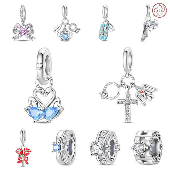 925 Sterling Silver Animal Charm Pendant Beads Diy Jewelry Bracelet Accessories With Dripping Oil Design