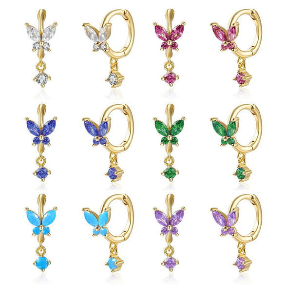 925 Sterling Silver Animal Diamond Pierced Screw Earrings