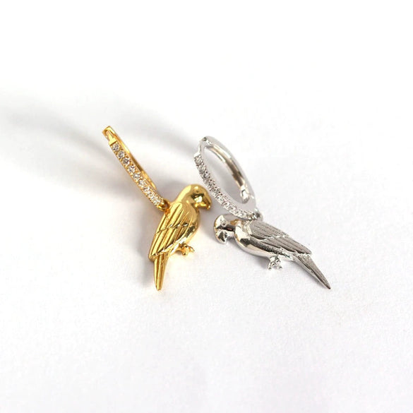 925 Sterling Silver Animal Parrot Diamond Earrings For Women