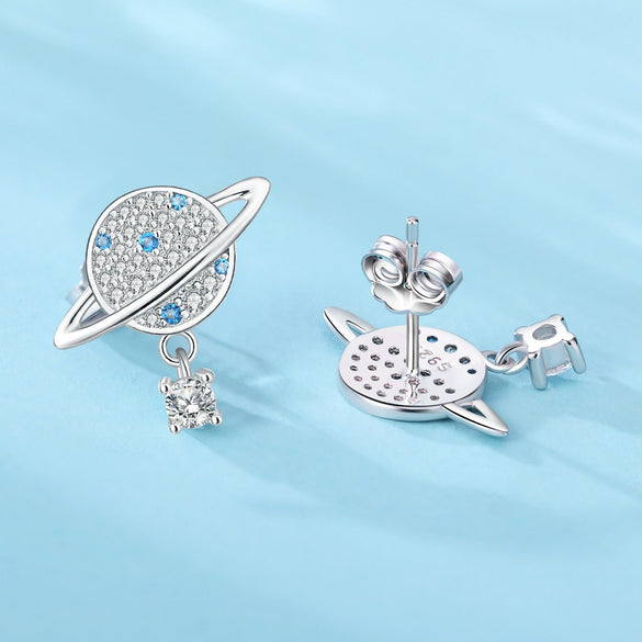 925 Sterling Silver Animal Zodiac Star Moon Earrings Electroplated Women's Fashion Jewelry