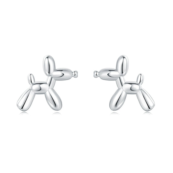 925 Sterling Silver Asymmetric Heart Shape Cat Cartoon Earrings Electroplated Women's Jewelry