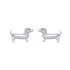 925 Sterling Silver Asymmetric Heart Shape Cat Cartoon Earrings Electroplated Women's Jewelry