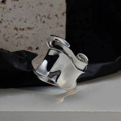 Sterling Silver Asymmetrical Solid Color Open Rings