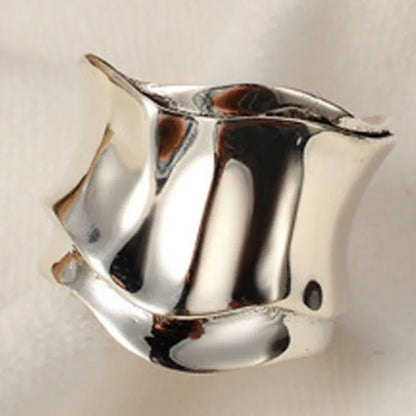 Sterling Silver Asymmetrical Solid Color Open Rings