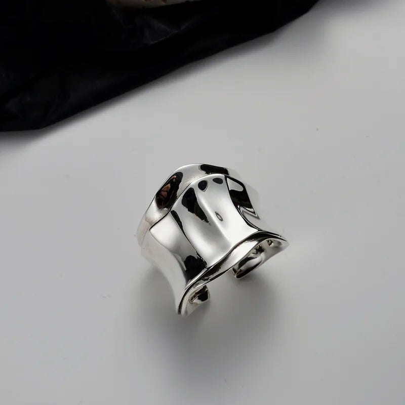 Sterling Silver Asymmetrical Solid Color Open Rings