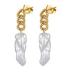 925 Sterling Silver Baroque Freshwater Pearl Long Geometric Earrings Natural Style Fine Jewelry