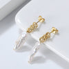 925 Sterling Silver Baroque Freshwater Pearl Long Geometric Earrings Natural Style Fine Jewelry