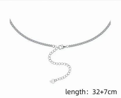 Sterling Silver Basic Classic Style Commute Plating Inlay Geometric Zircon Choker