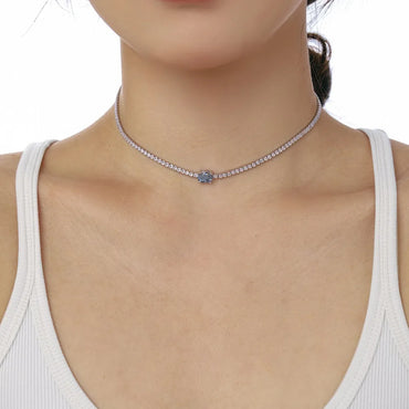 Sterling Silver Basic Classic Style Commute Plating Inlay Geometric Zircon Choker