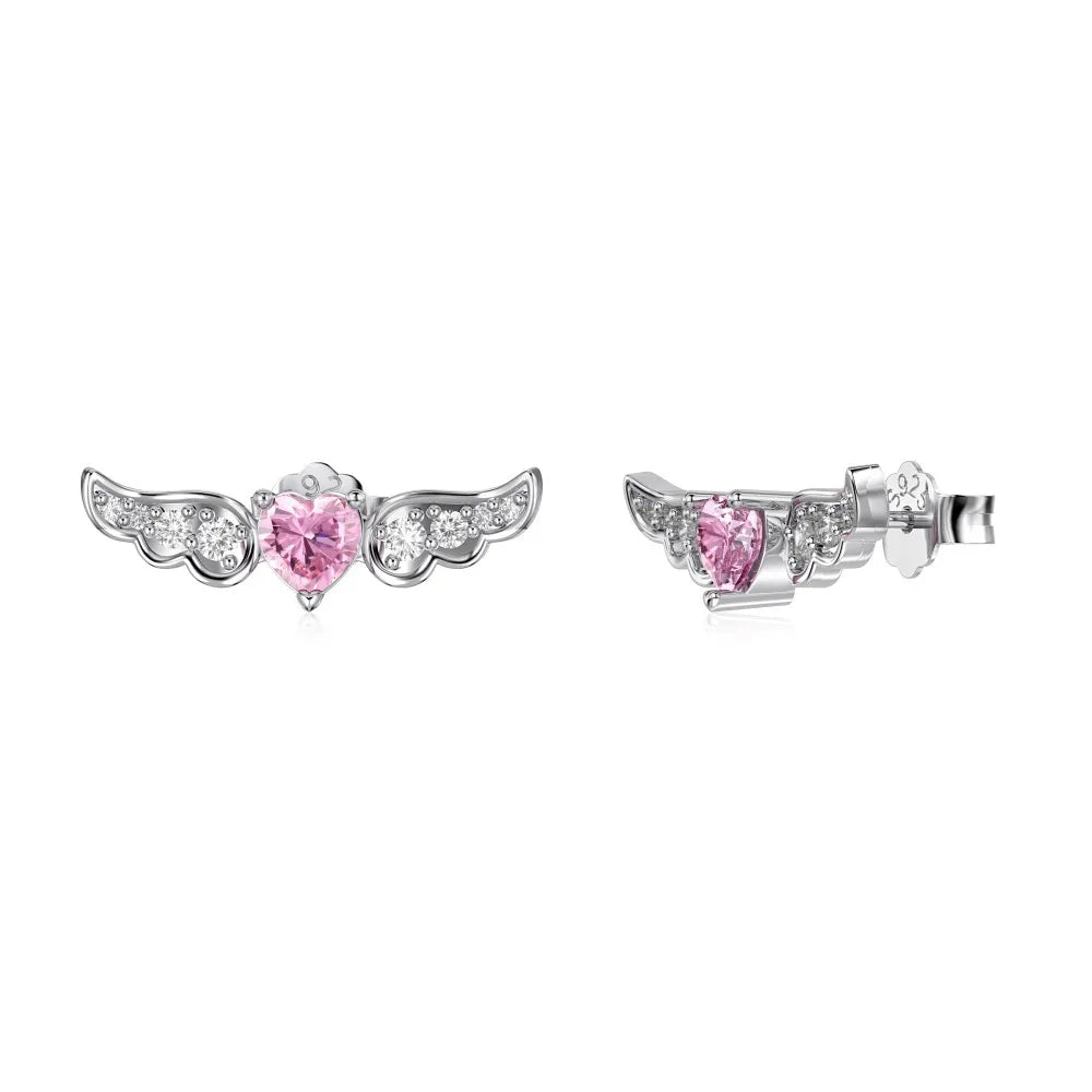 Sterling Silver Basic Modern Style Classic Style Plating Inlay Heart Shape Wings Zircon Rings Earrings Necklace