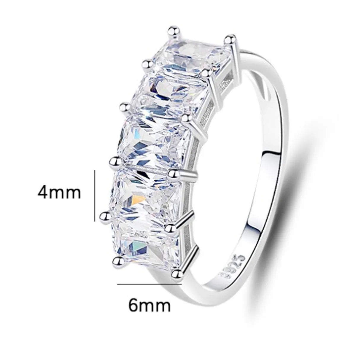 Sterling Silver Basic Solid Color Inlay Zircon Rings