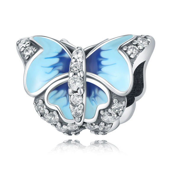 925 Sterling Silver Bead Positioning Butterfly Diy Jewelry Hanging Bracelet Accessories With Dripping Oil Design