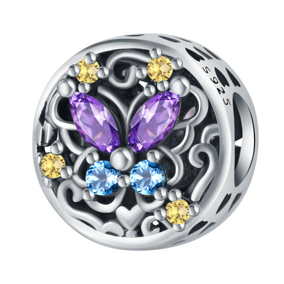 925 Sterling Silver Bead Positioning Butterfly Diy Jewelry Hanging Bracelet Accessories With Dripping Oil Design