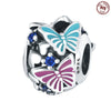 925 Sterling Silver Bead Positioning Butterfly Diy Jewelry Hanging Bracelet Accessories With Dripping Oil Design