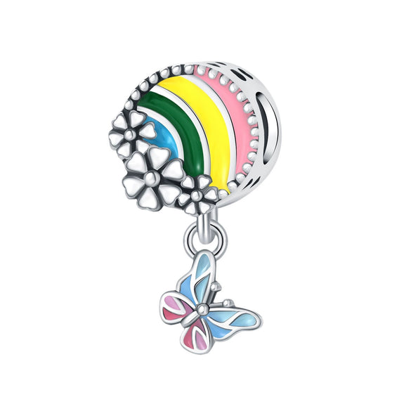 925 Sterling Silver Bead Positioning Butterfly Diy Jewelry Hanging Bracelet Accessories With Dripping Oil Design