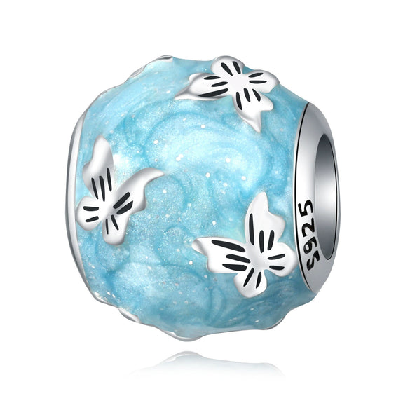 925 Sterling Silver Bead Positioning Butterfly Diy Jewelry Hanging Bracelet Accessories With Dripping Oil Design