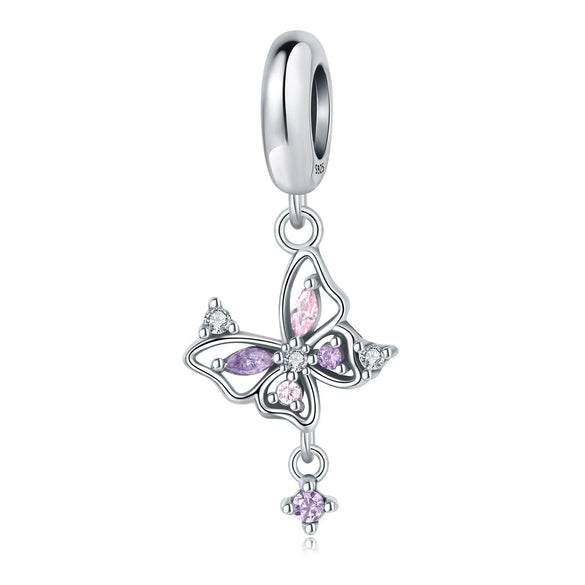 925 Sterling Silver Bead Positioning Butterfly Diy Jewelry Hanging Bracelet Accessories With Dripping Oil Design