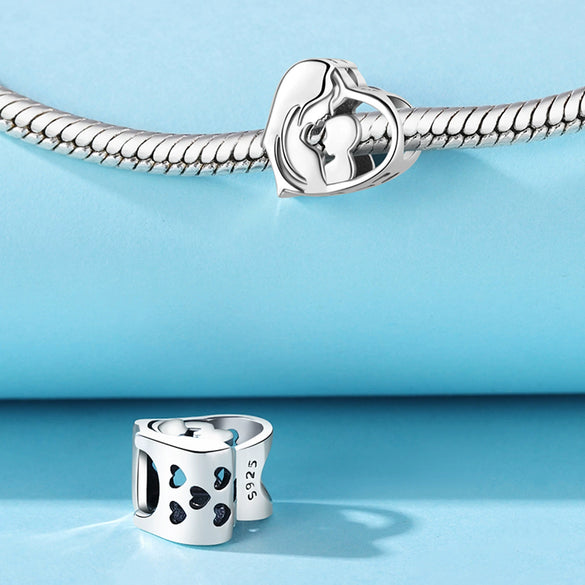 Sterling Silver Beads Diy Jewelry Accessories Bracelet Pendant With Dripping Oil Design For Boys And Girls