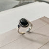 Sterling Silver Black Agate Ring Female Retro Opening Adjustable Jewelry Silver Jewelry Spot Wholesale