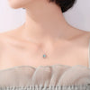 Sterling Silver Blue Crystal Glaze Geometric Pendant Necklace With Cross Chain And Diamond Finish For Women