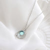 Sterling Silver Blue Crystal Glaze Geometric Pendant Necklace With Cross Chain And Diamond Finish For Women