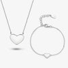 925 Sterling Silver Bracelet And Necklace With Love Heart Water Drop Bell Dripping Oil Pendant For Women