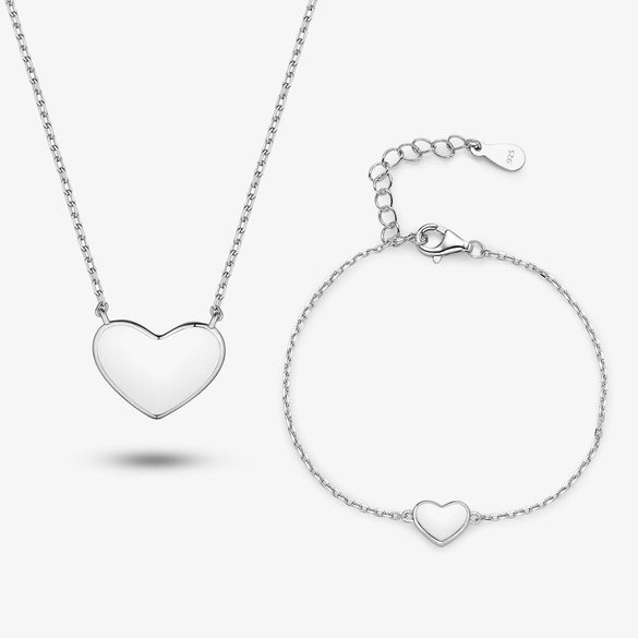 925 Sterling Silver Bracelet And Necklace With Love Heart Water Drop Bell Dripping Oil Pendant For Women
