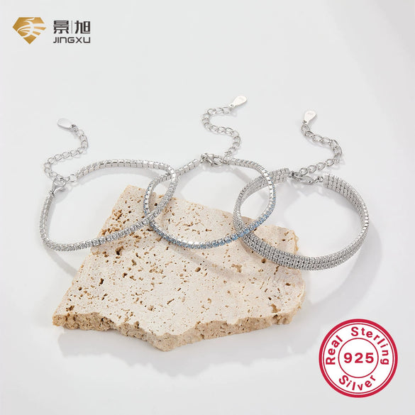 Sterling Silver Bracelet Geometric Style Electroplated For Women
