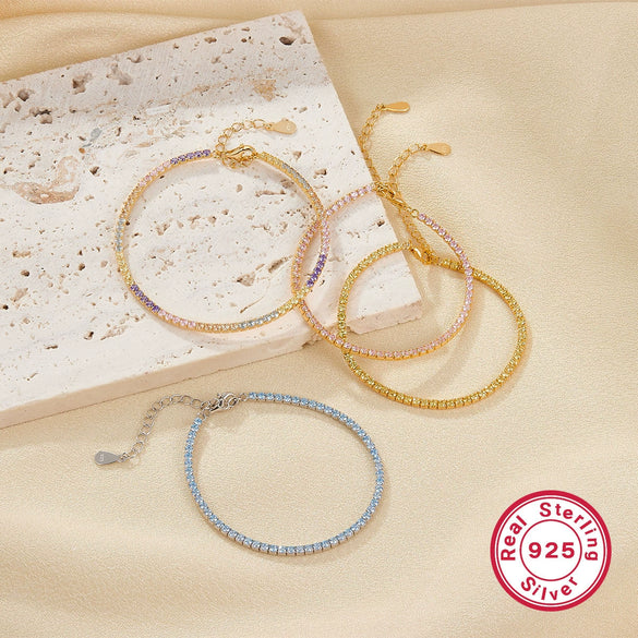 Sterling Silver Bracelet Geometric Style Electroplated For Women