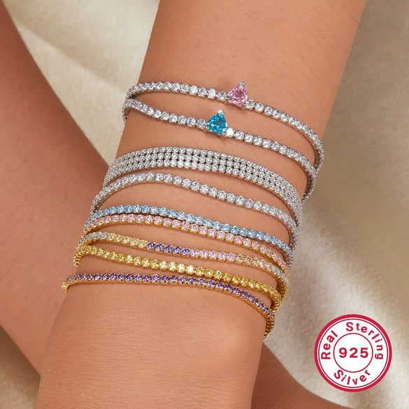 Sterling Silver Bracelet Geometric Style Electroplated For Women