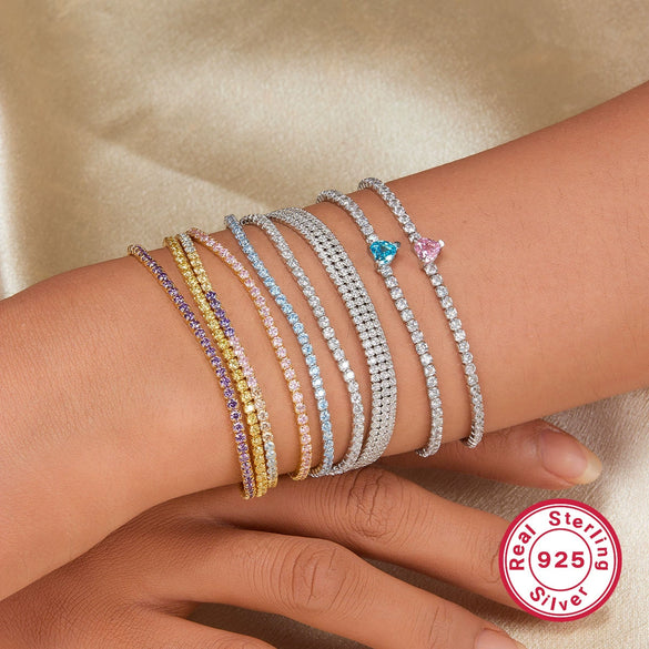 Sterling Silver Bracelet Geometric Style Electroplated For Women