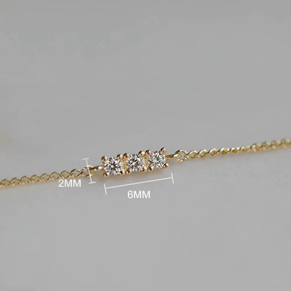 Sterling Silver 925 Bracelet Plated With 14K Gold Geometric Pattern Zircon Inlaid Diamond Design