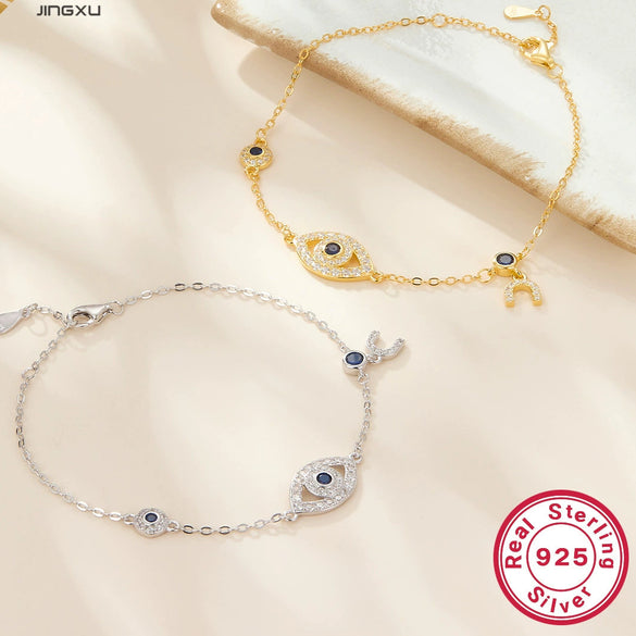 925 Sterling Silver Bracelet With Devil's Eye Inlaid Zircon And Cartoon Characters Design For Women