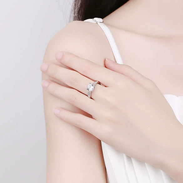 Sterling Silver Bull Head Ring With Moissanite Geometric Electroplated Adjustable Open Ring For Women