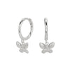 Sterling Silver Butterfly And Bow Earrings With Microinlaid Zircon For Women