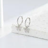 Sterling Silver Butterfly And Bow Earrings With Microinlaid Zircon For Women