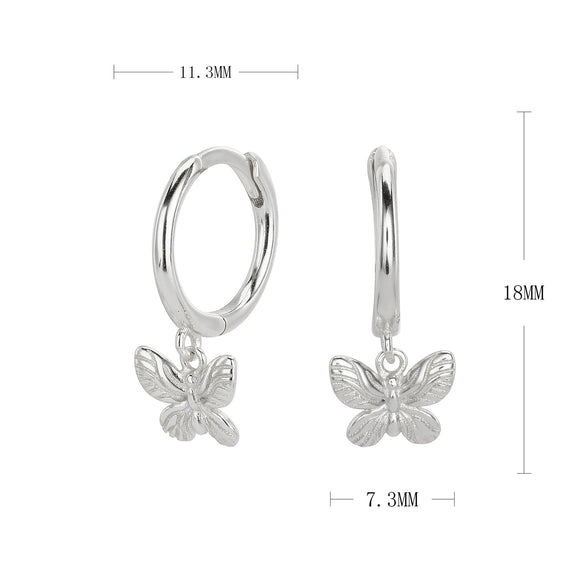 Sterling Silver Butterfly And Bow Earrings With Microinlaid Zircon For Women