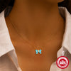 925 Sterling Silver Butterfly Bow Pattern Drop Oil Imitation Enamel Electroplated Clavicle Chain Necklace For Women