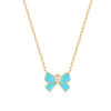 925 Sterling Silver Butterfly Bow Pattern Drop Oil Imitation Enamel Electroplated Clavicle Chain Necklace For Women