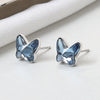 Sterling Silver Butterfly Crystal Stud Earrings Simple Exquisite Geometric Small Earrings