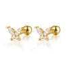 925 Sterling Silver Butterfly Piercing Screw Earrings With Colored Diamond For Women